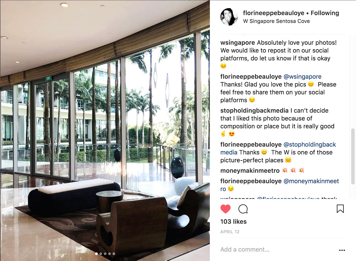 Luxe Digital luxury travel Florine Eppe Beauloye Instagram W hotel