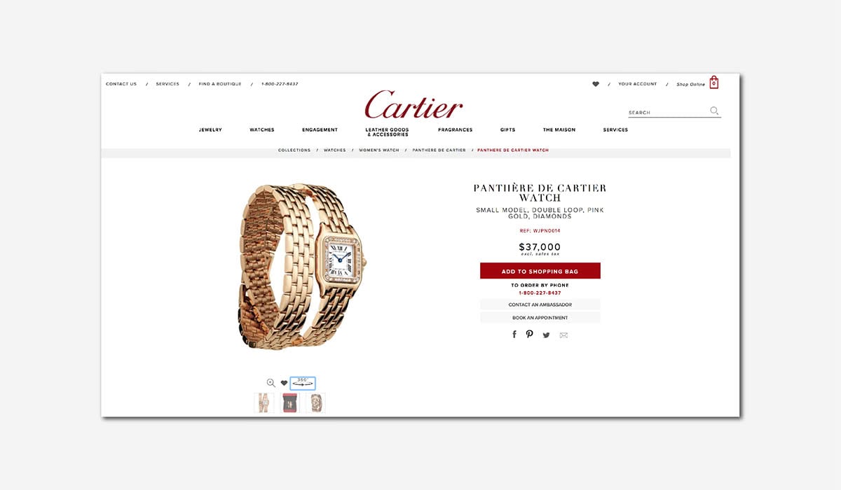 Best Luxury Brands Online Cartier Product Page Website Luxe Digital