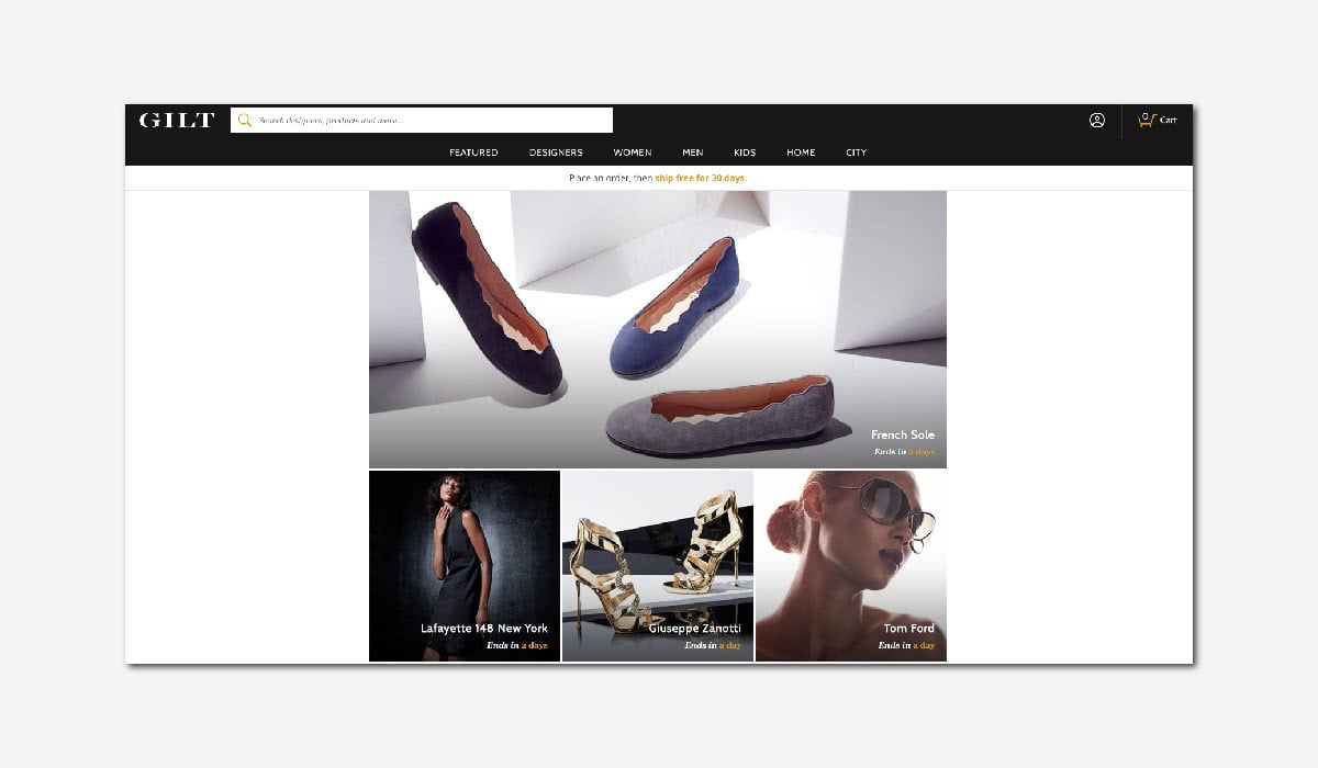 online luxury private sales discount website Gilt Luxe Digital