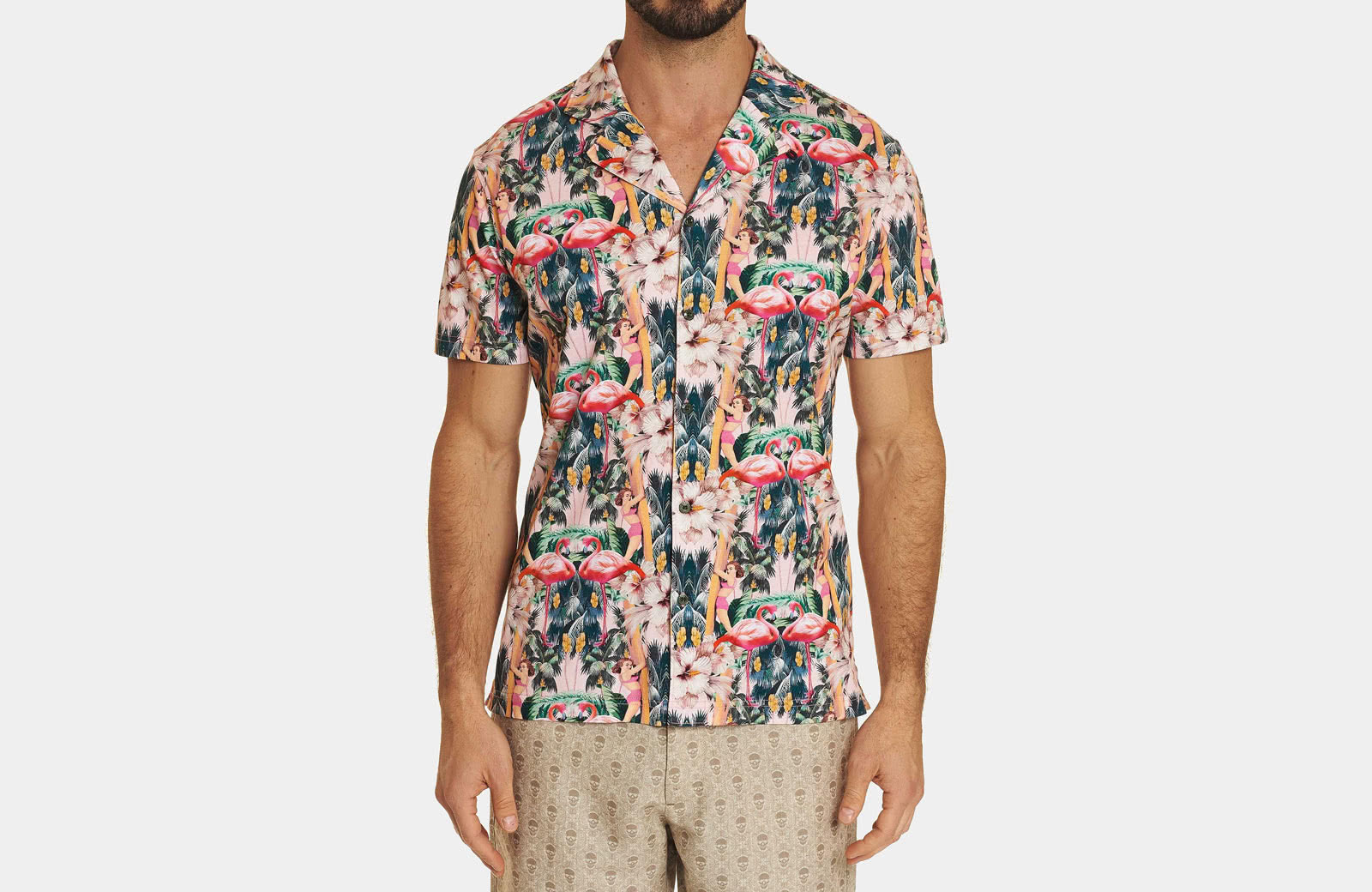 Robert Graham best men summer designer short sleeve shirt flamingo - Luxe Digital