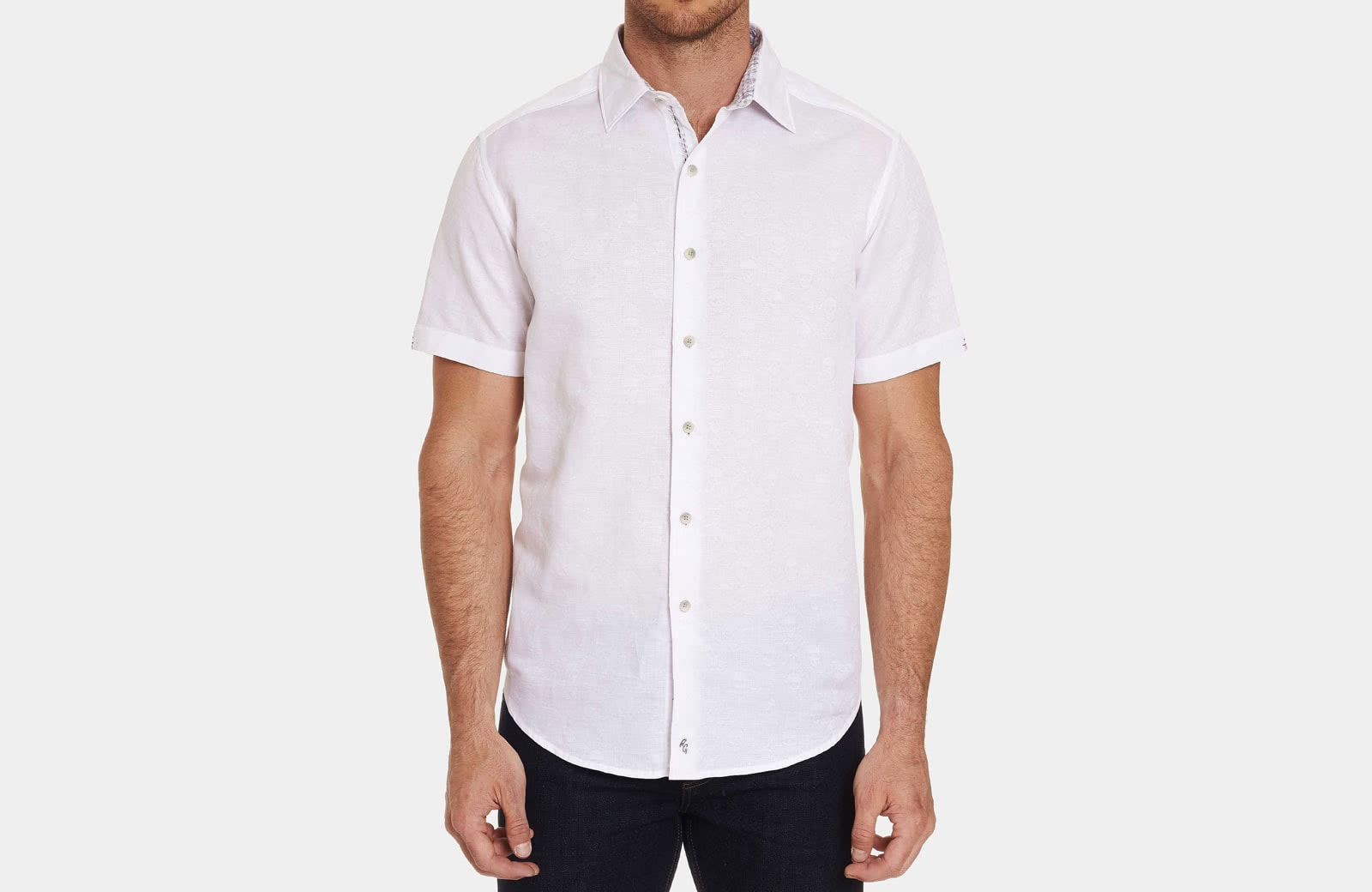 Robert Graham best men summer designer short sleeve shirt white - Luxe Digital