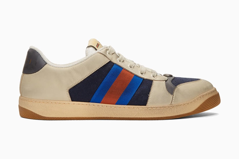 Gucci off-white and navy GG screener men vintage sneakers - Luxe Digital