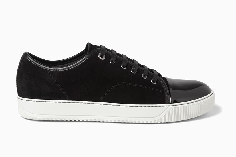 Lanvin cap toe suede patent leather dressed up men sneakers - Luxe Digital