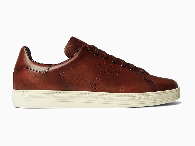 Tom Ford Warwick burnished leather sneakers stylish - Luxe Digital