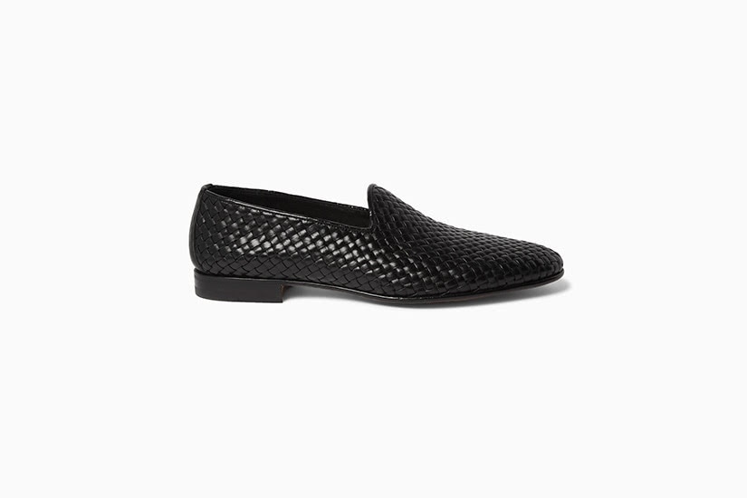 black woven loafers