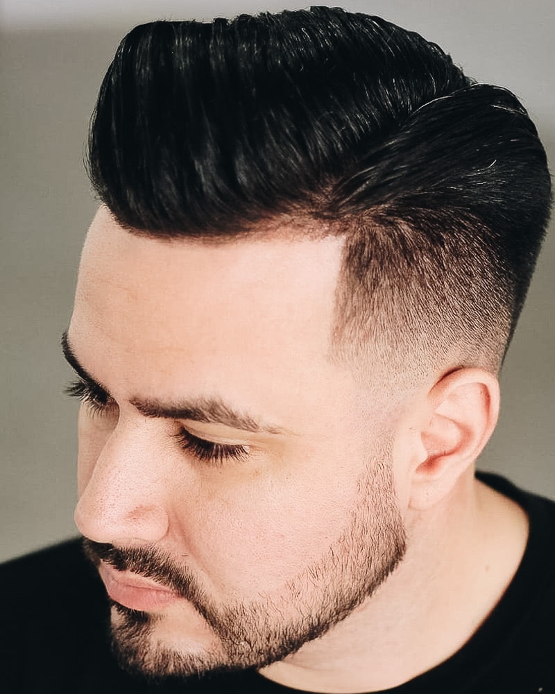 best short haircuts men pompadour taper fade - Luxe Digital