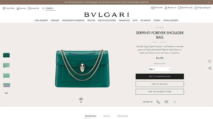 bulgari online sales luxury stay-at-home economy - Luxe Digital