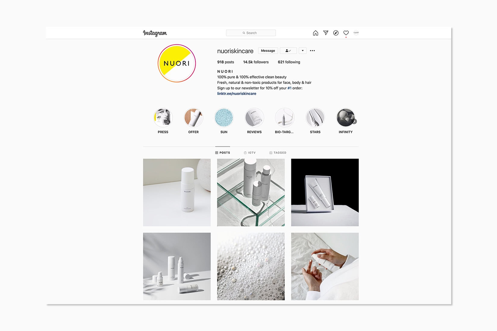 online luxury beauty retail nuori instagram - Luxe Digital