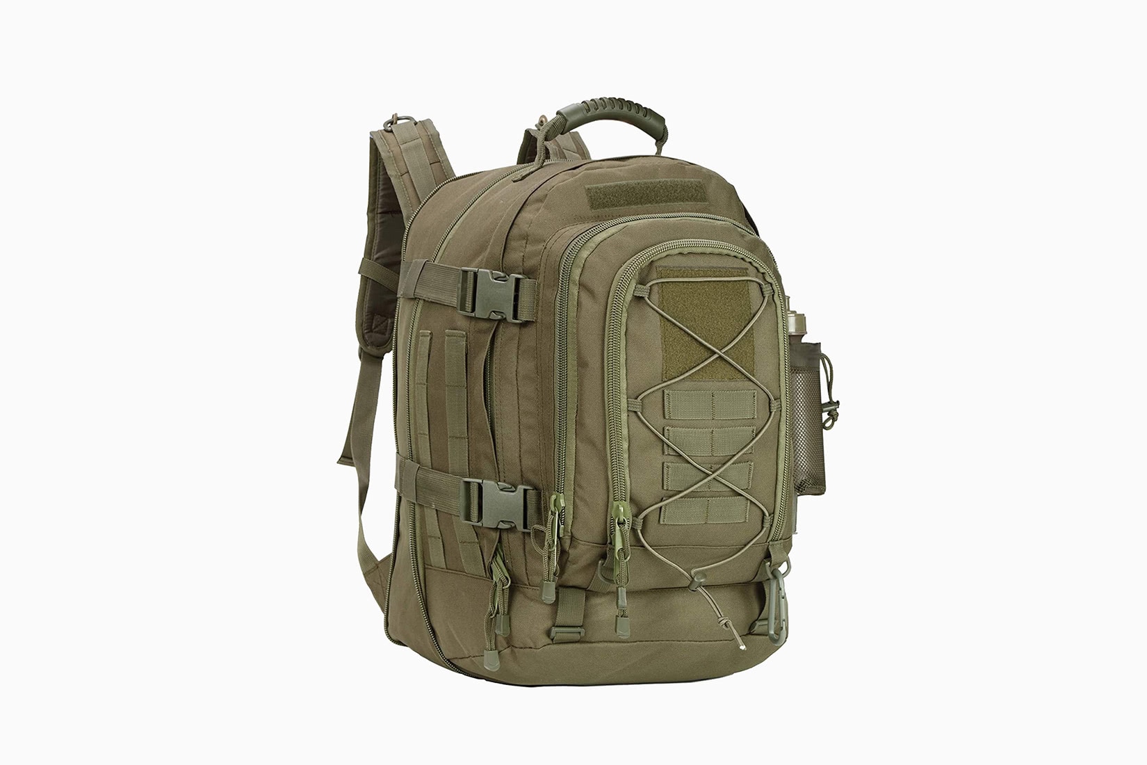 best tactical laptop backpack 2018 Highland Roger 4 rows Velcro patches can be attached to a large 7” wide x 2.5” tall strip on the top back Water resistant Best Laptop Best Backpacks Of