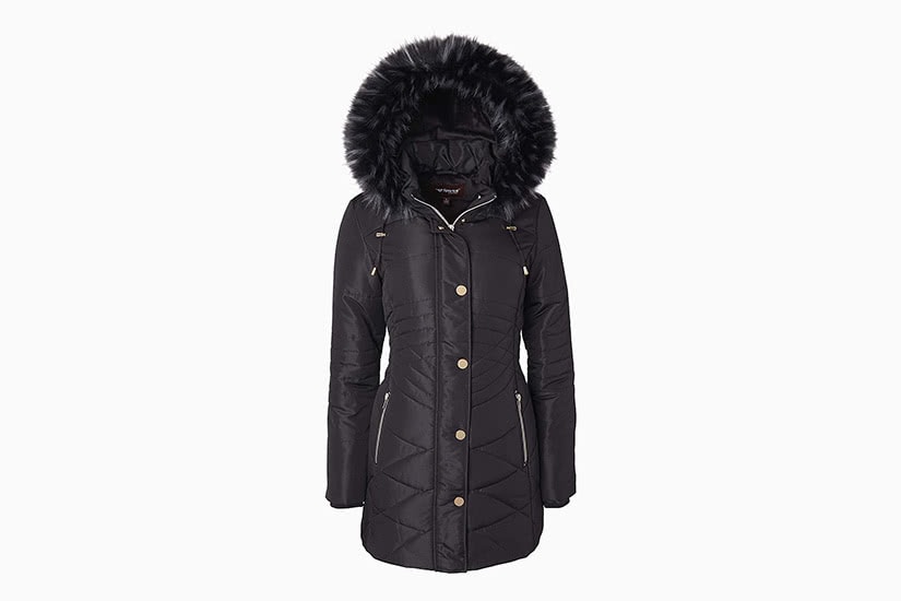 black hooded winter coat womens