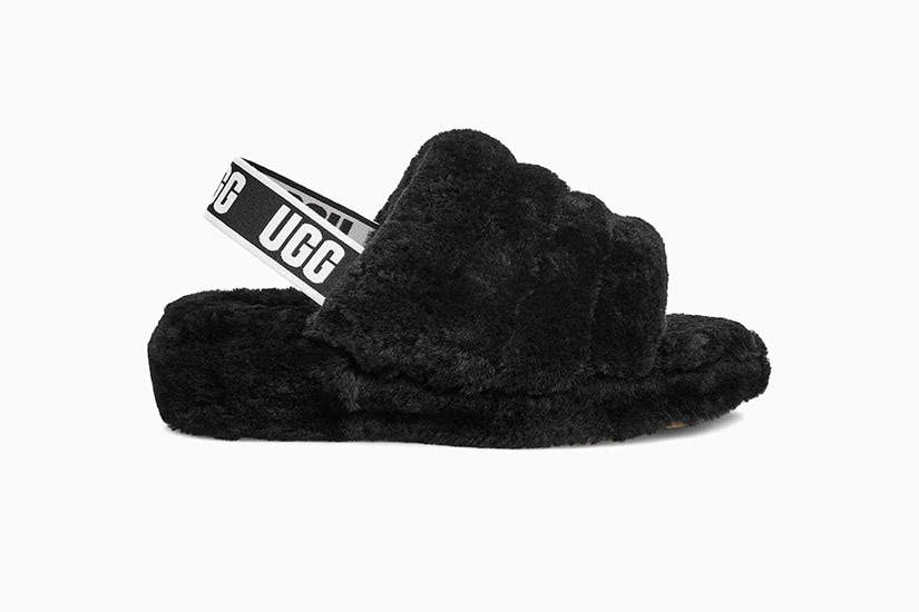 black and white ugg slippers