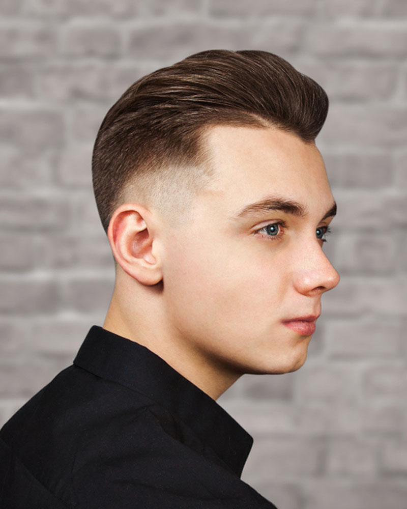 men fade haircuts high bald fade with comb over pompadour Luxe Digital