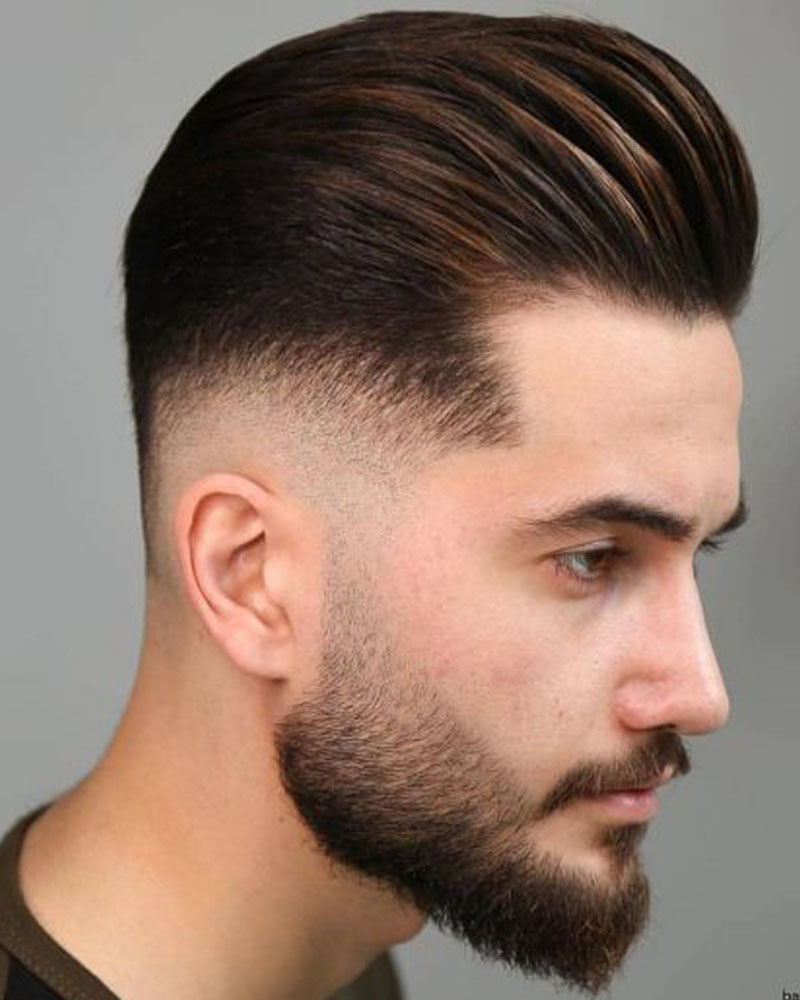 men fade haircuts high bald fade with comb over pompadour Luxe Digital