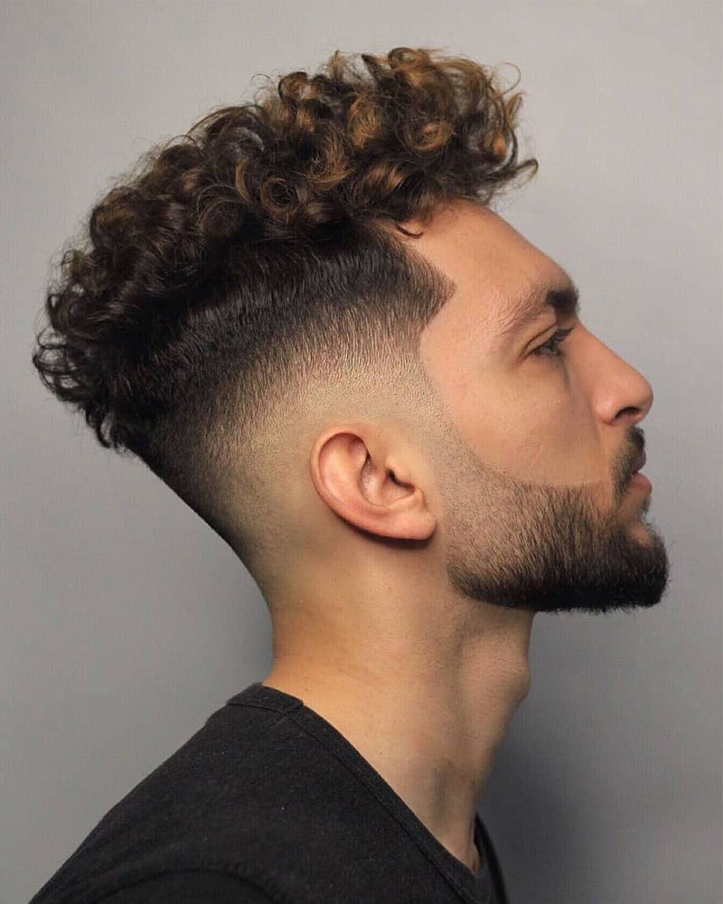 men curly hairstyles fine faded side with dyed curls Luxe Digital