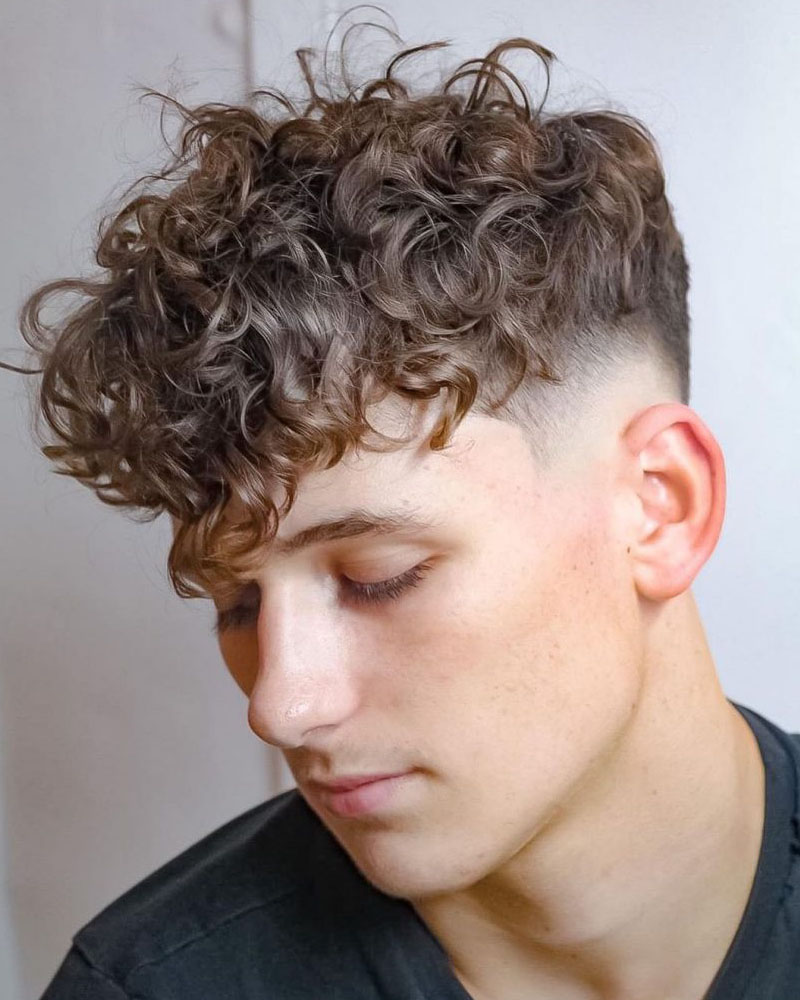 men curly hairstyles wet curls with clean line up top Luxe Digital