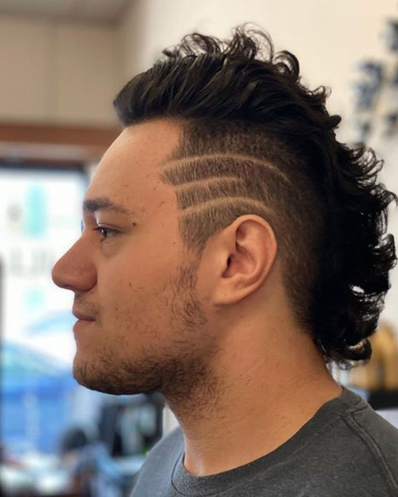 men curly hairstyles curled mullet with side patterns Luxe Digital
