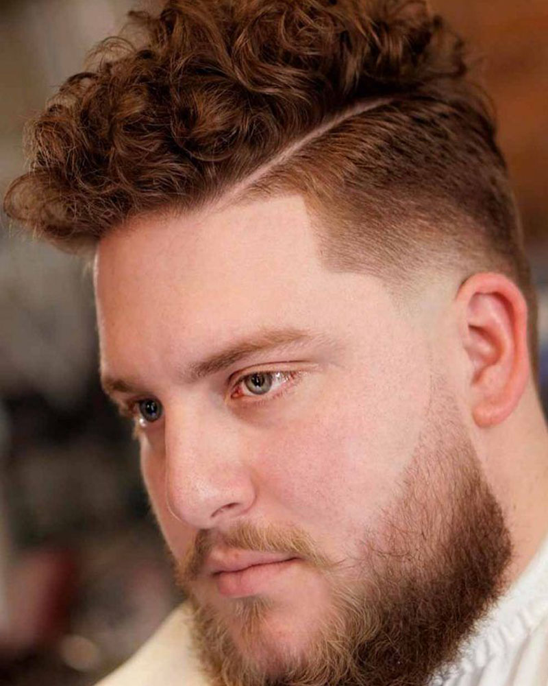 men curly hairstyles thin side parted short curled brush up Luxe Digital
