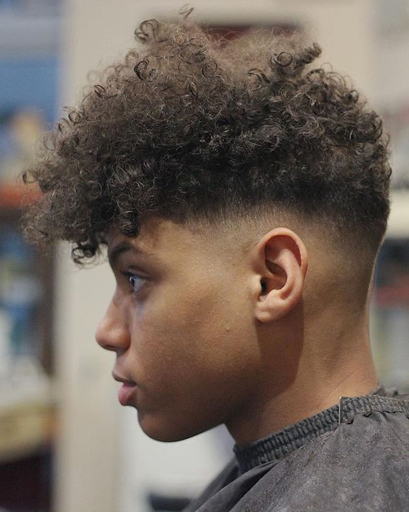 men curly hairstyles thin afro curled top with drop fade Luxe Digital