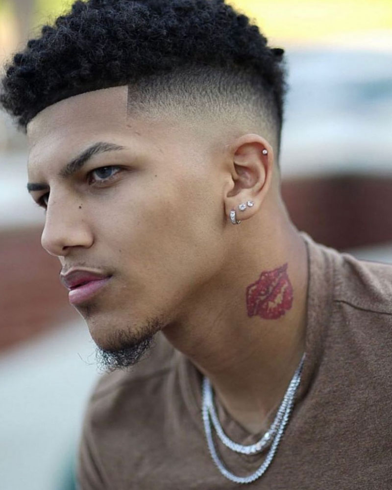 men curly hairstyles trendy curled top and mid fade Luxe Digital