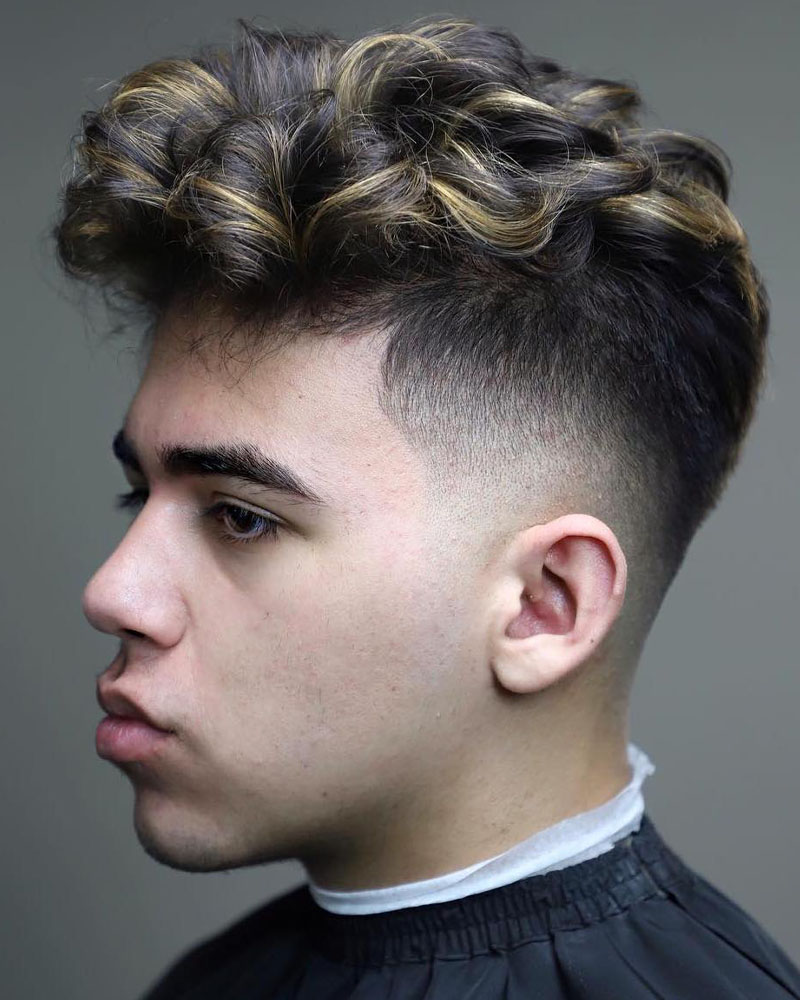 taper fade haircuts men curly dyed highlights Luxe Digital