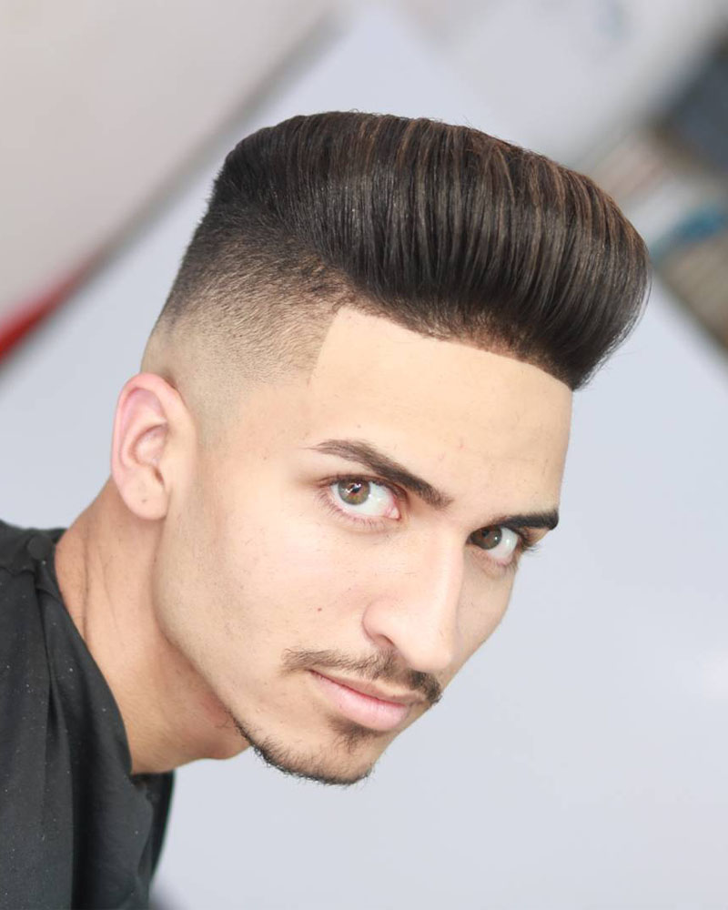 taper fade haircuts men clean combed pompadour with fade Luxe Digital