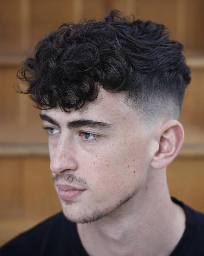 taper fade haircuts men curly fringe fade Luxe Digital