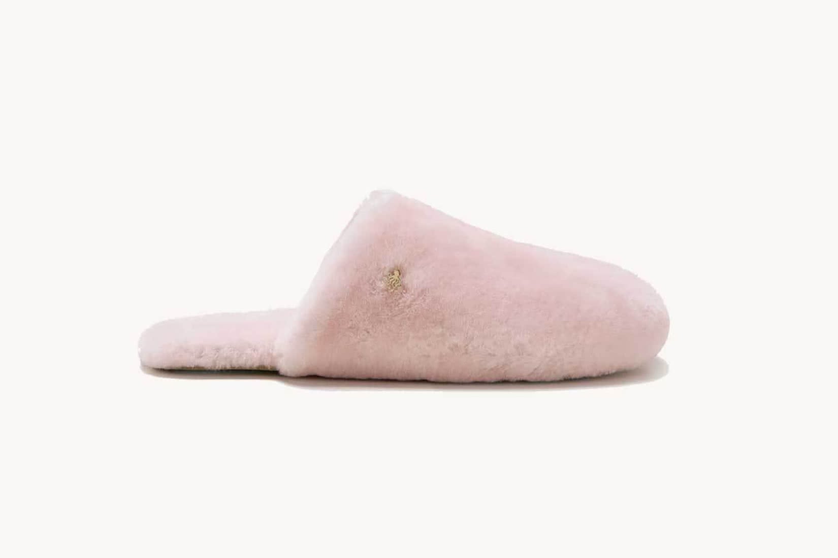 Womens Yours Faux Fur Cross Strap Slippers in Regular Fit - Pink