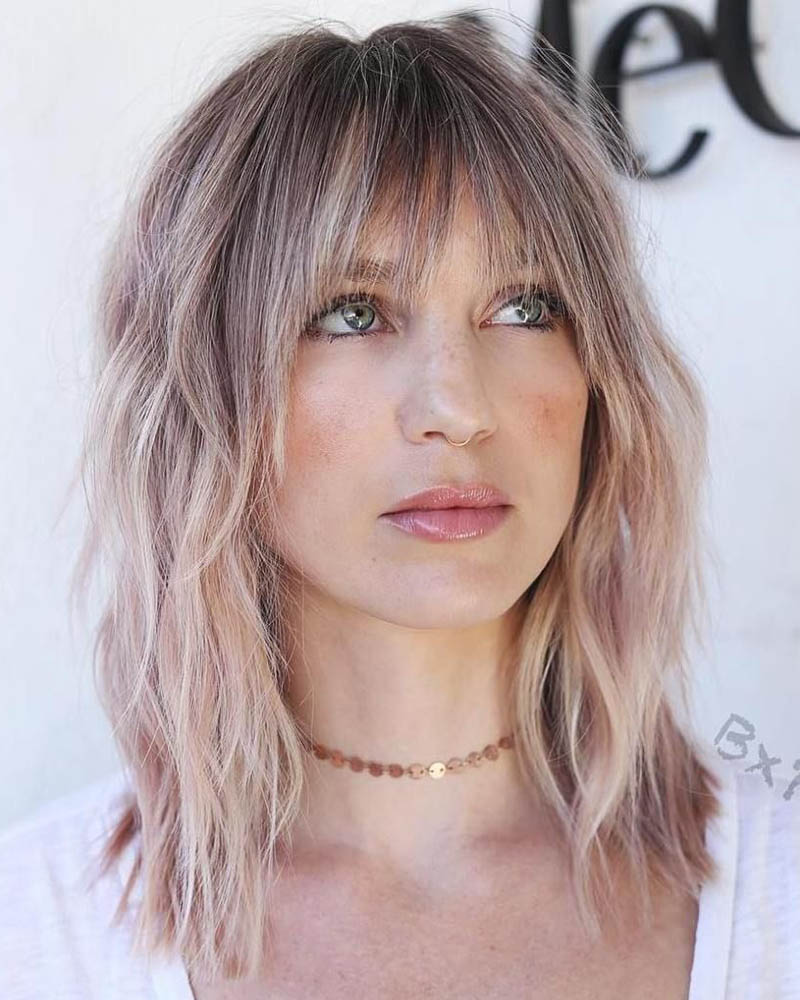 30 Mid-Length Haircuts With Fringe Bangs That Balance Edge and Elegance