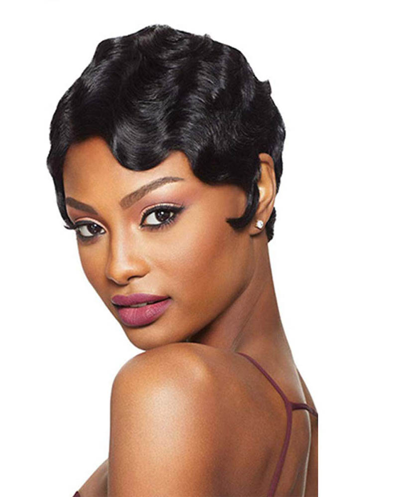 black women short hairstyles short finger waves with weave Luxe Digital