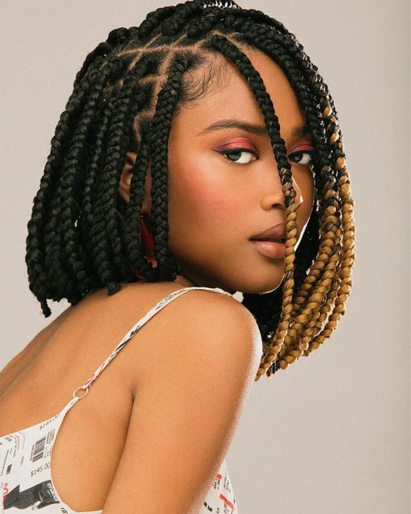 black women short hairstyles bob haircut with box braids Luxe Digital