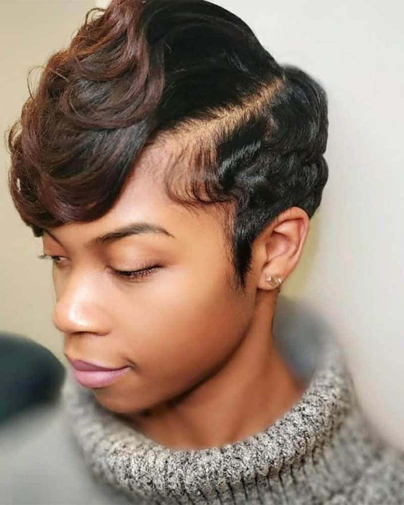 black women short hairstyles chocolate brown pixie cut Luxe Digital