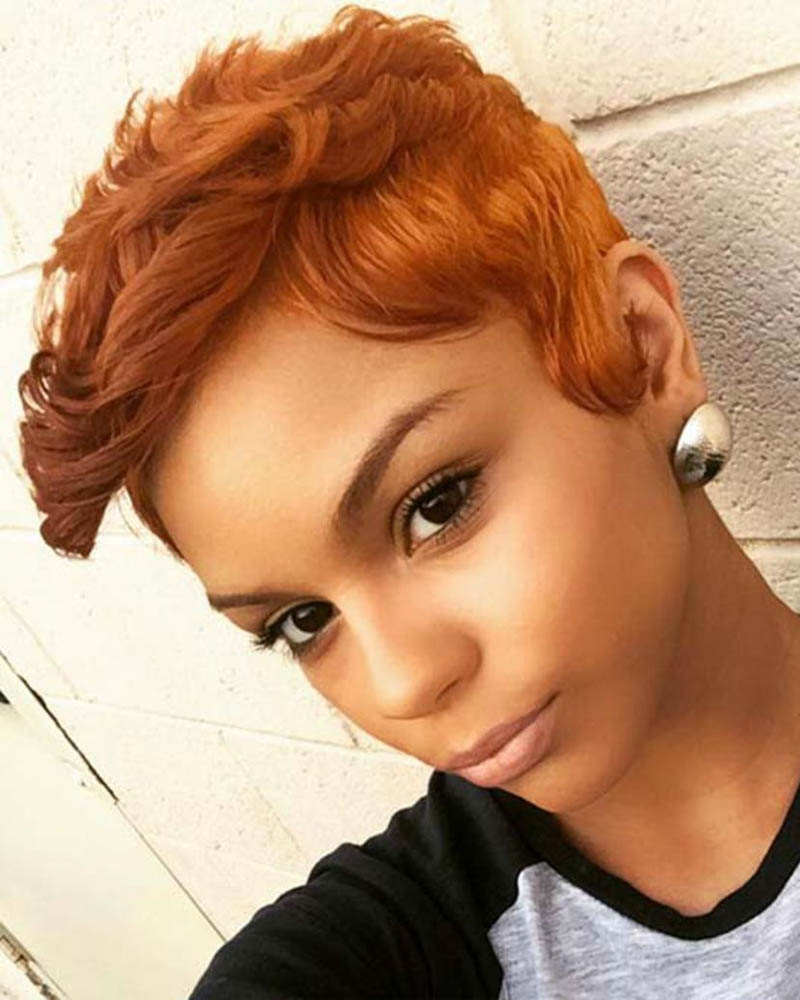 black women short hairstyles copper pixie bob cut Luxe Digital