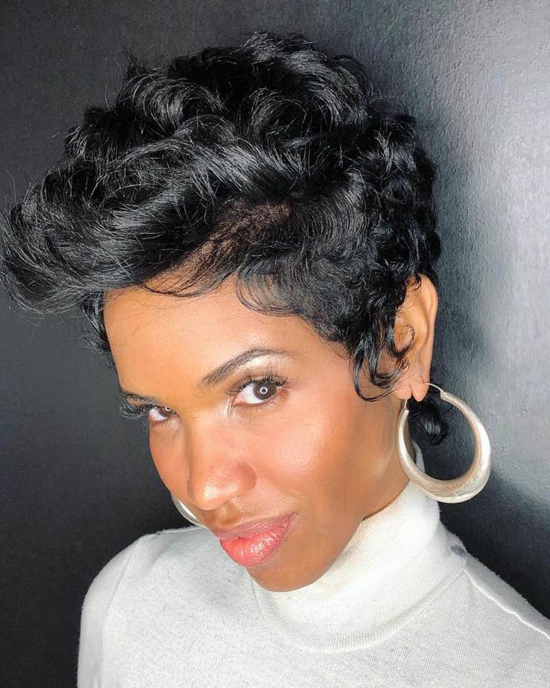 black women short hairstyles haircut with spikes and curls Luxe Digital