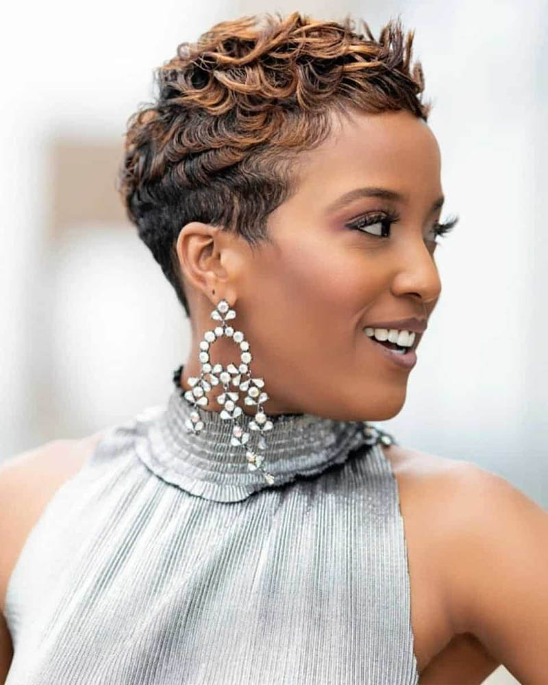 black women short hairstyles neat sleek cut with highlighted top Luxe Digital