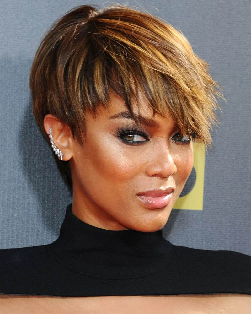 black women short hairstyles pixie haircut with blond highlights Luxe Digital