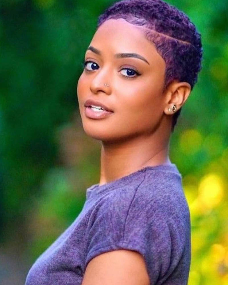 black women short hairstyles purple curly pixie for black american women Luxe Digital