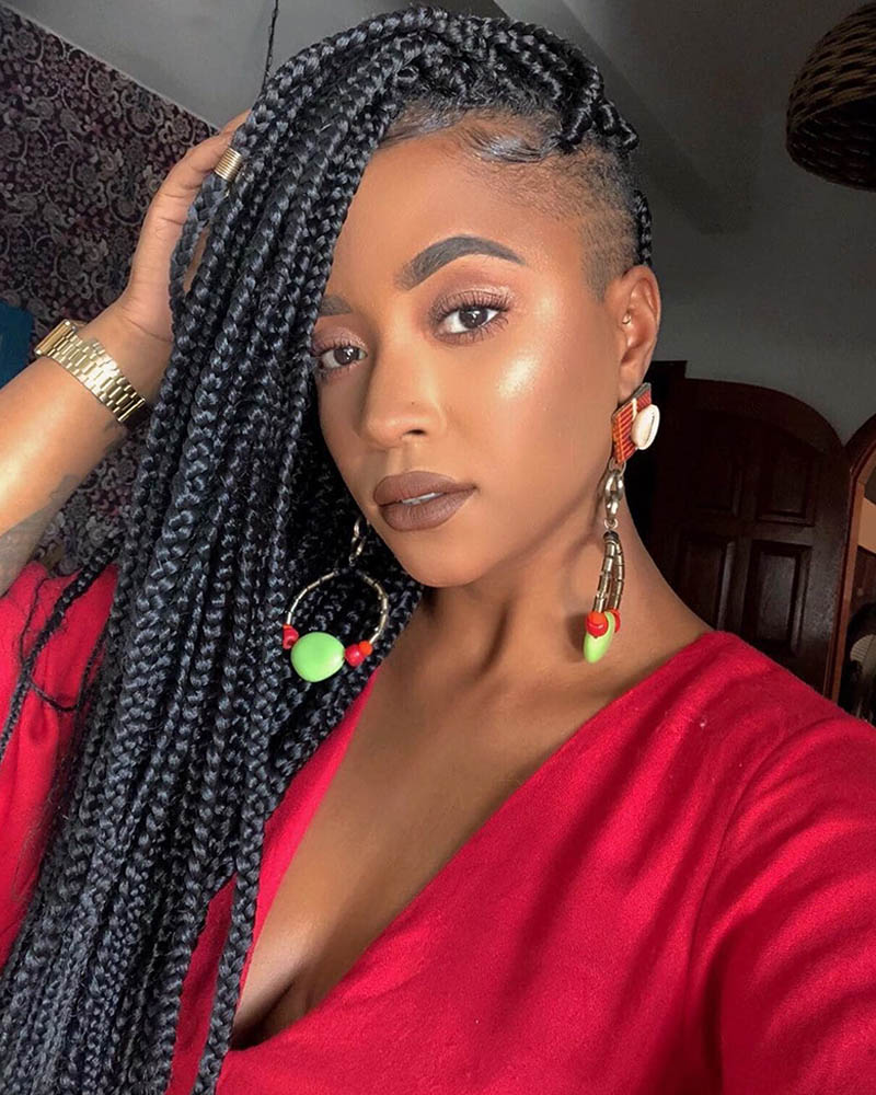 knotless braids women box braids styled sideways Luxe Digital