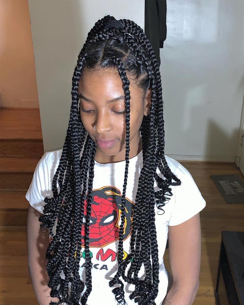 Jumbo Knotless Braids With Beads, Large Knotless Braids