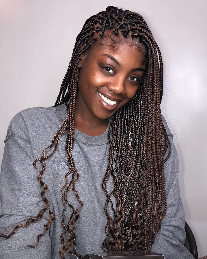 Small Knotless Braids w/ Curly Ends