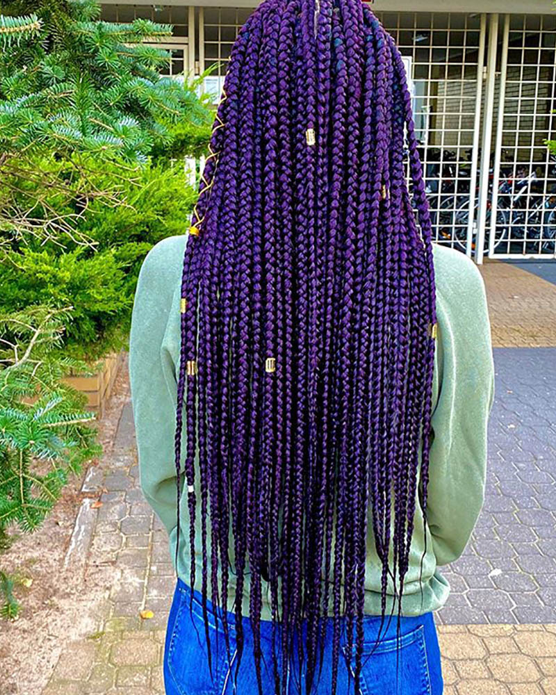 knotless braids women purple knotless braids Luxe Digital