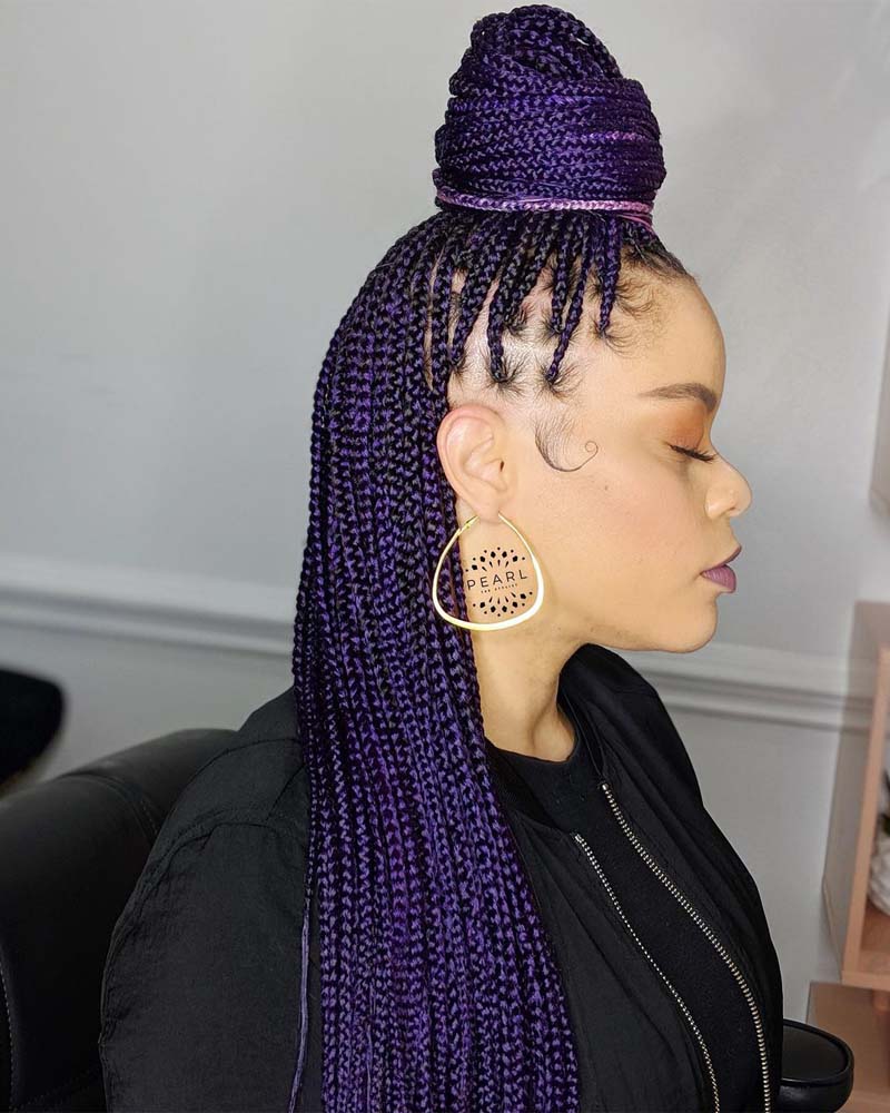 knotless braids women purple knotless braids Luxe Digital