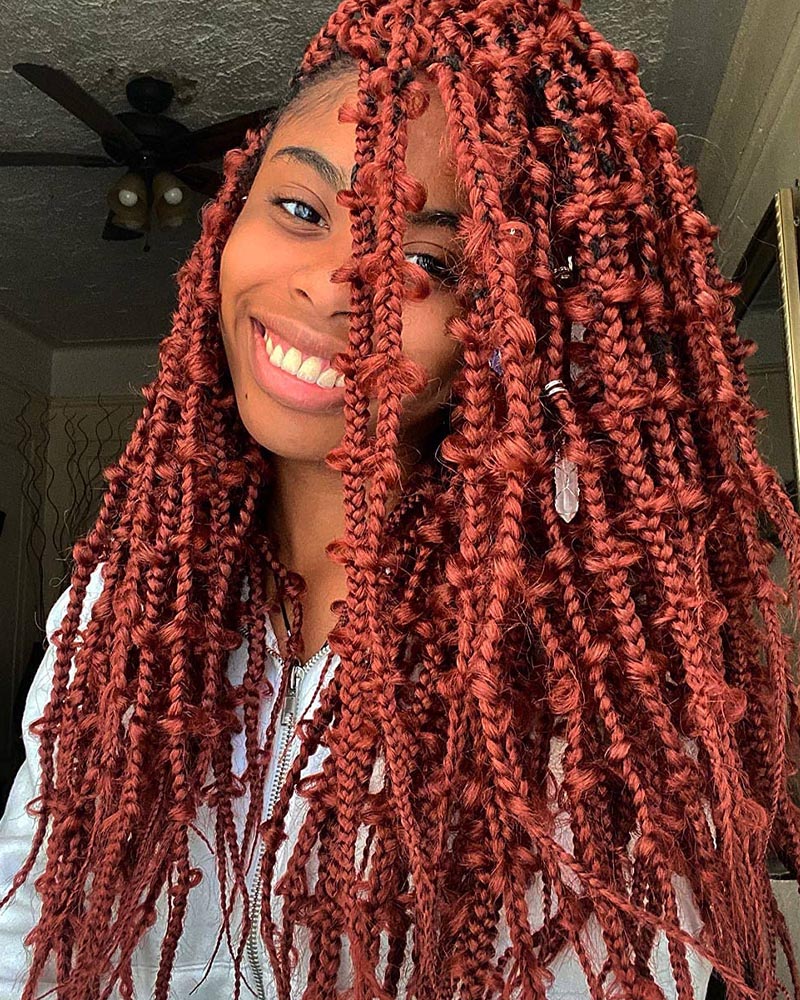 knotless braids women red knotless braids Luxe Digital