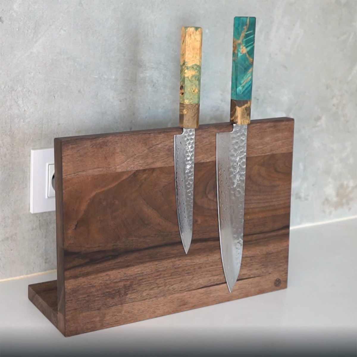 Wooden Magnetic Knife Stand Block - Oak - Oishya