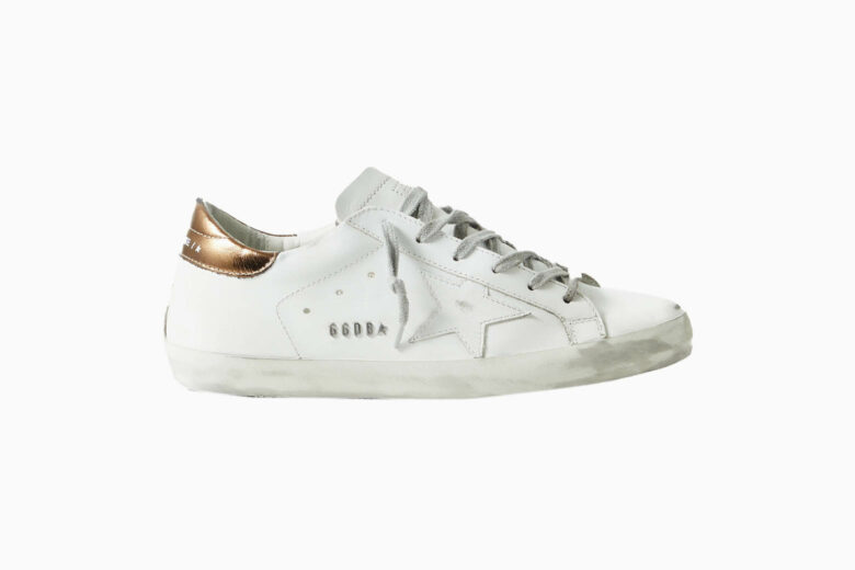 Womens white sneakers store with gold trim