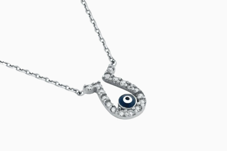evil eye jewelry meaning capsul horeshoe with blue evil eye necklace - Luxe Digital