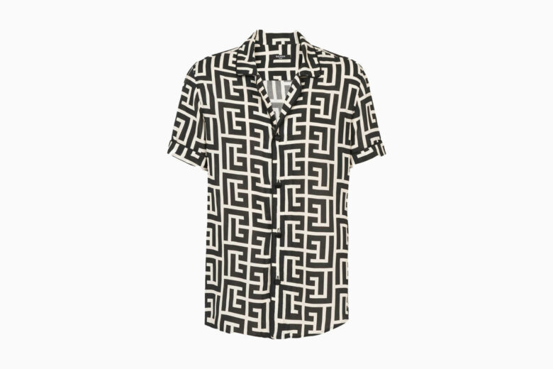 best casual shirts men balmain monogram print shirt - Luxe Digital