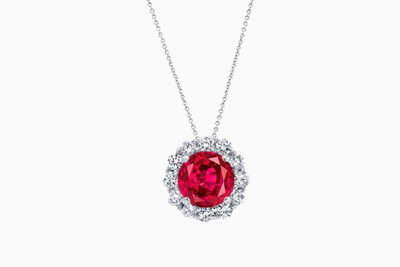 best necklaces women barkevs ruby diamond halo necklace review - Luxe Digital