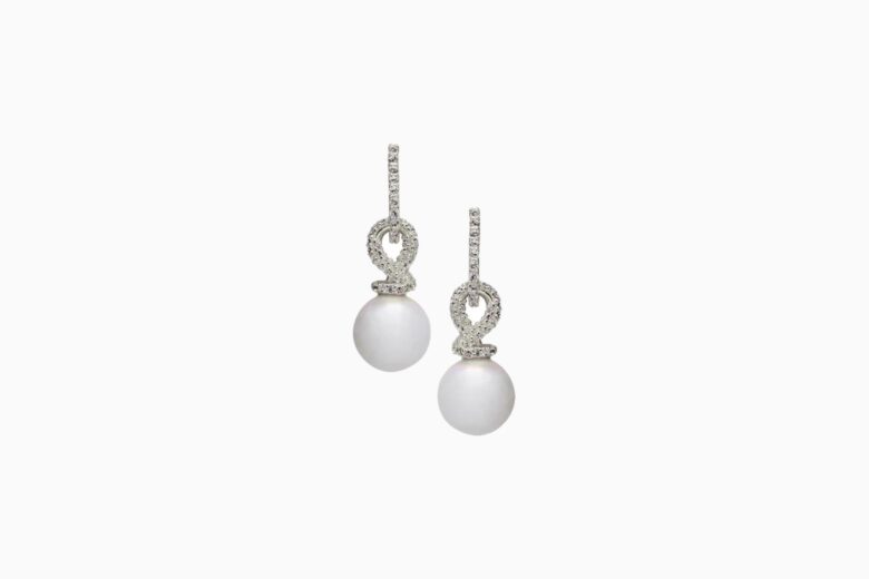 Saint Laurent logo-plaque Pearl Stud Earrings - White