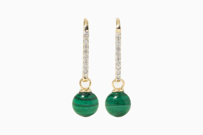best earrings women mateo 14 karat gold malachite and diamond earrings review - Luxe Digital