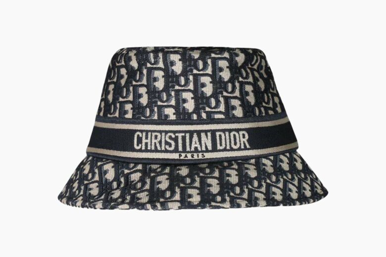 Navy Dior Bucket Hat  Dior hat, Bucket hat fashion, Outfits with hats